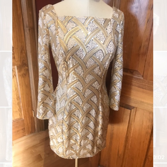 Marciano Gold & Silver Sequins Dress - Picture 3 of 9